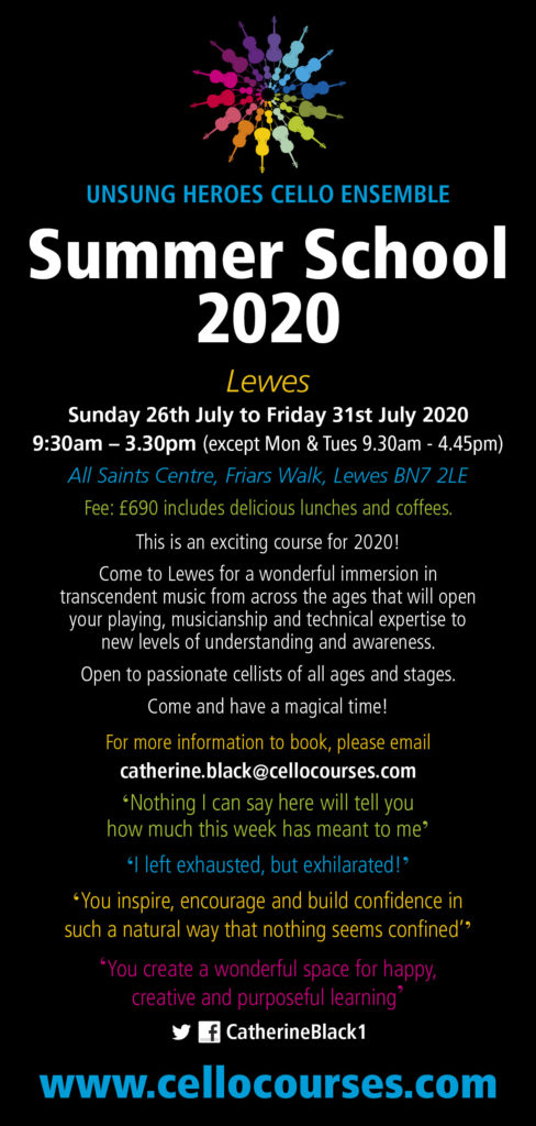Unsung Heroes Cello Ensemble Summer Course 2020